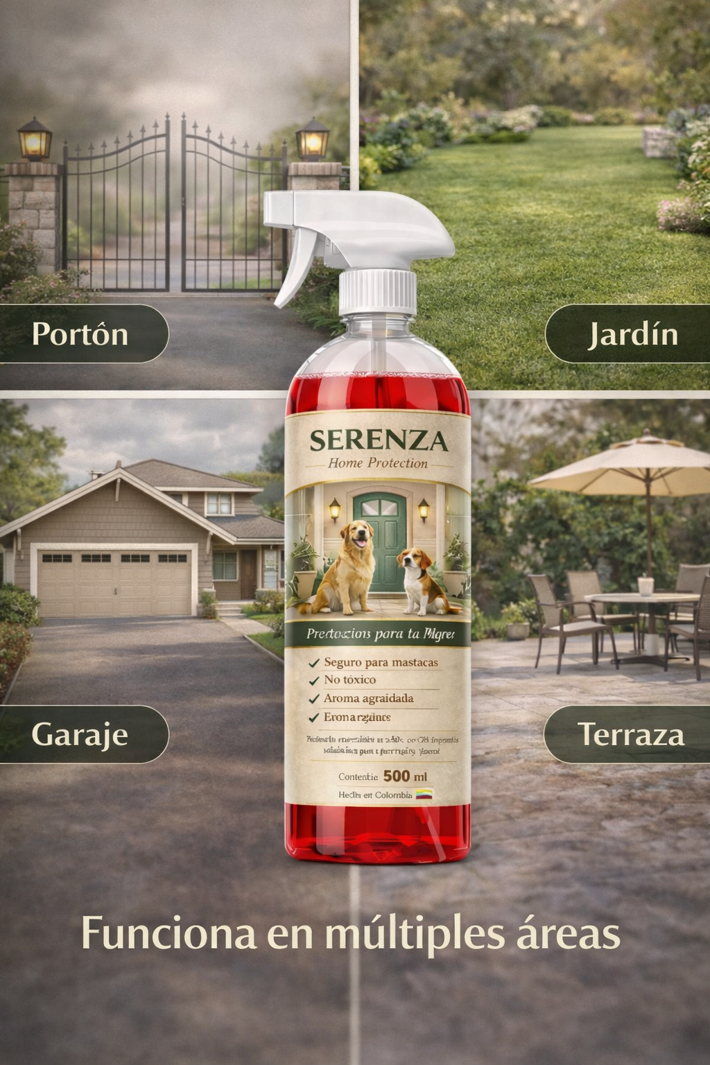 2x1 Serenza Repelente de Perros y Gatos Para Exteriores Protege tu hogar Ultra Concentrado 500ml