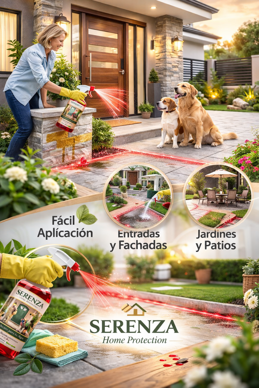 2x1 Serenza Repelente de Perros y Gatos Para Exteriores Protege tu hogar Ultra Concentrado 500ml