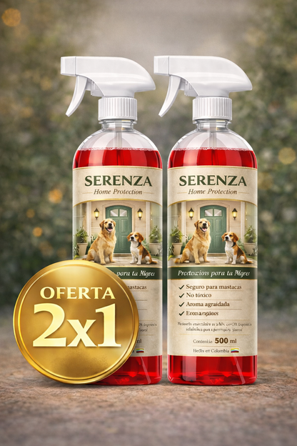 2x1 Serenza Repelente de Perros y Gatos Para Exteriores Protege tu hogar Ultra Concentrado 500ml