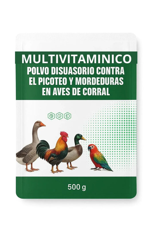 🐓 Multivitamínico Nutricional en Polvo Antipicoteo para Aves (500 g) 🔥 Evita el canibalismo y mejora su salud 🐣✨ ¡Resultados desde los primeros días! 🐔