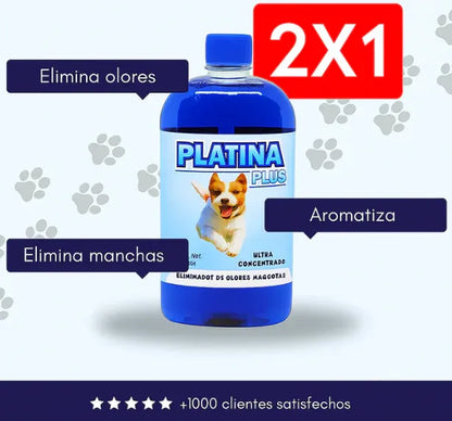 2X1 Eliminador de Olores Mascotas - ULTRA Concentrado Platina PLUS 500ml