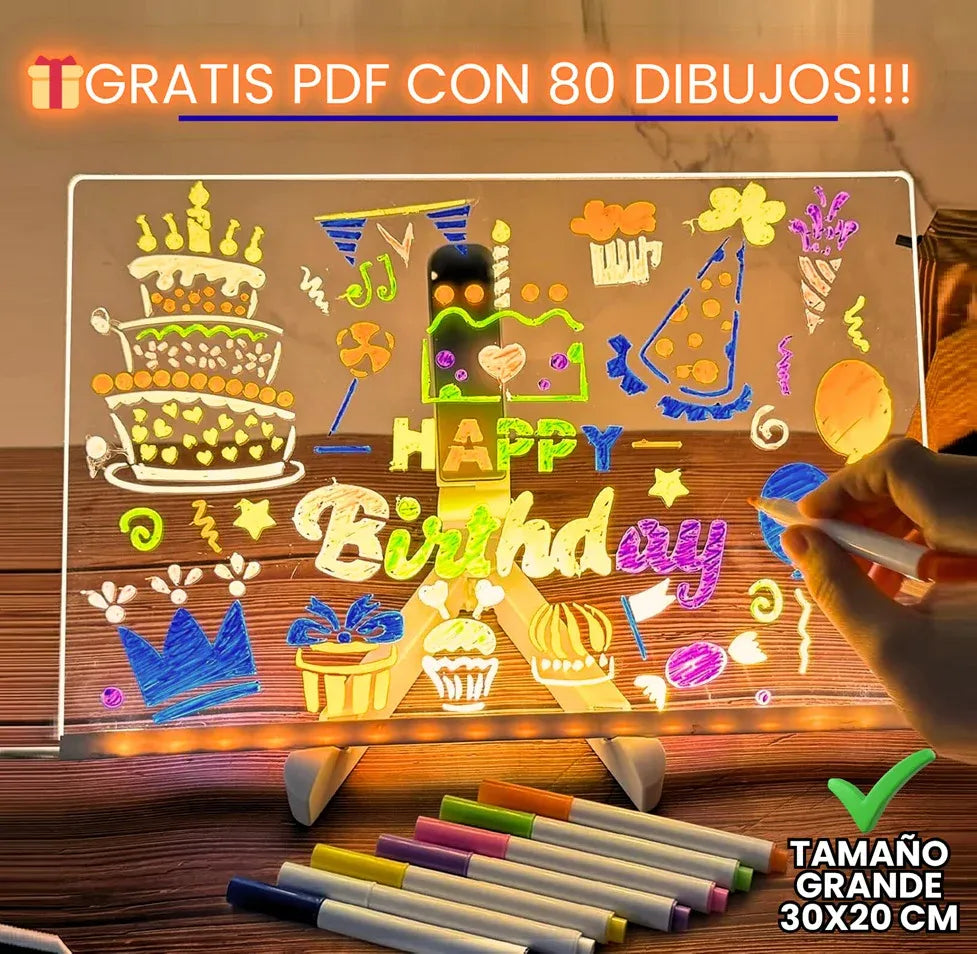 NeonSketch™ – Pizarra Acrílica con Luz LED⭐⭐⭐⭐⭐
