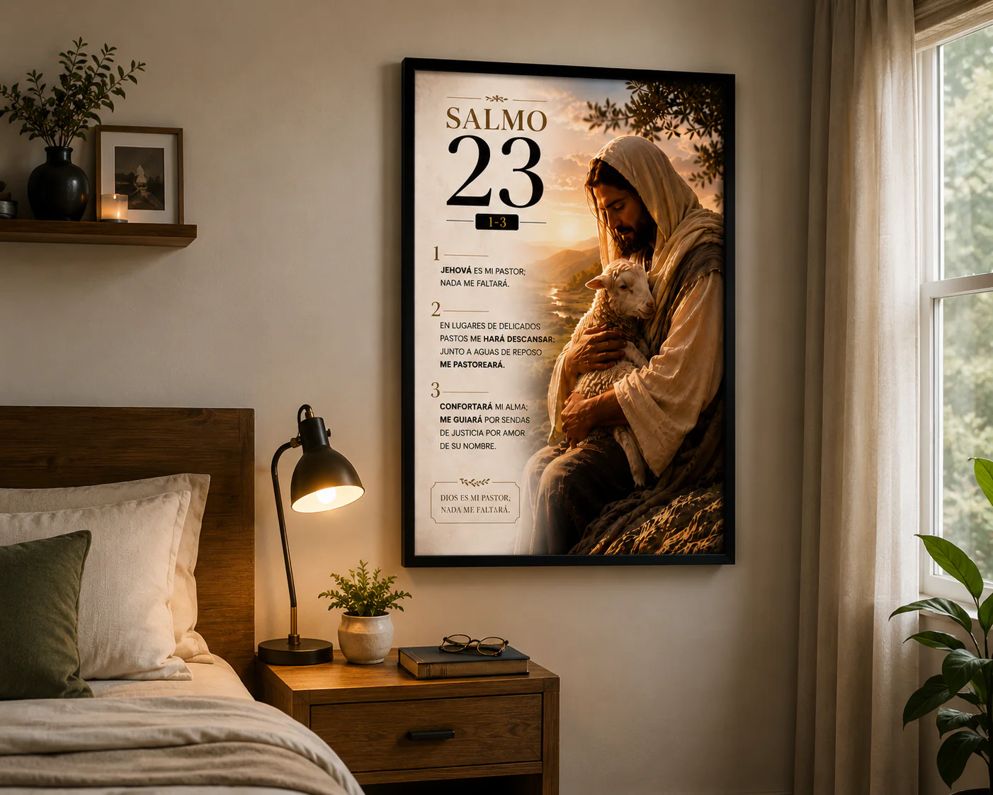 🙏✨ Cuadro de Fe del Salmo 23 | "El Señor es Mi Pastor, Nada Me Faltará" en Acrílico 🏡❤️